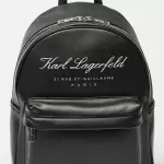 Karl Lagerfeld - Rucsac de piele ecologica cu imprimeu logo Hotel Karl
