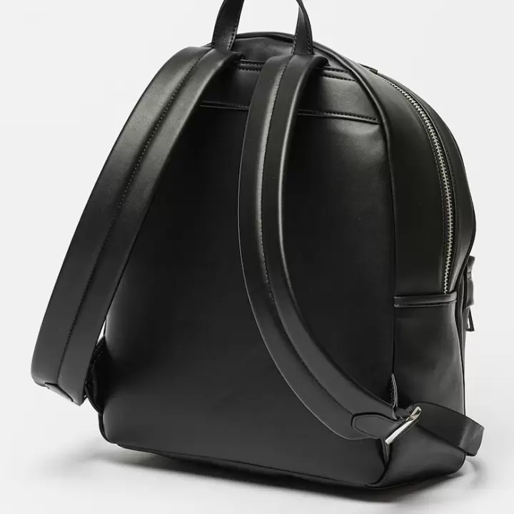 Karl Lagerfeld - Rucsac de piele ecologica cu imprimeu logo Hotel Karl