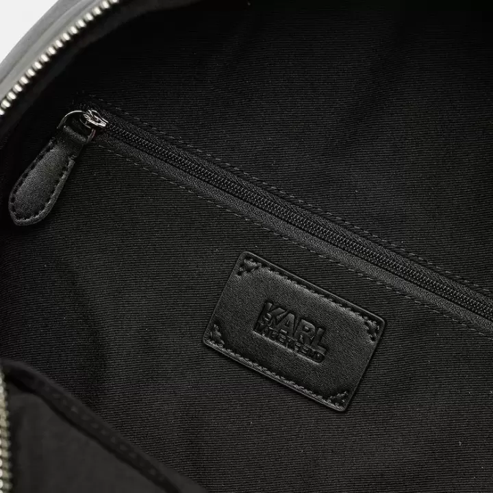 Karl Lagerfeld - Rucsac de piele ecologica cu imprimeu logo Hotel Karl