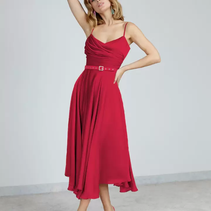 Alina Cernatescu - Rochie midi evazata din matase Maia
