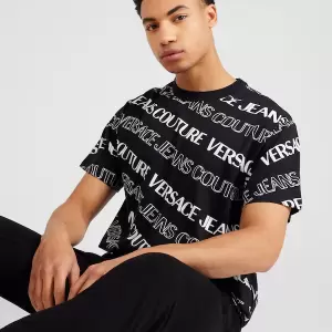Versace Jeans Couture - Tricou negru / alb / auriu
